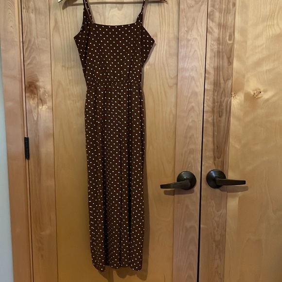 RW&Co Polka Dot Jumpsuit Brown Sz Extra Small - Picture 4 of 4